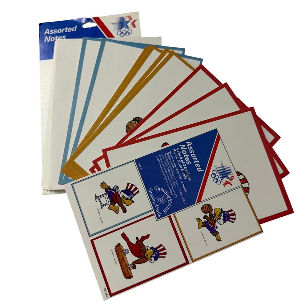 Vintage 1984 Los Angeles Olympics Sam the Eagle Note Cards 12 Pack Drawing Board